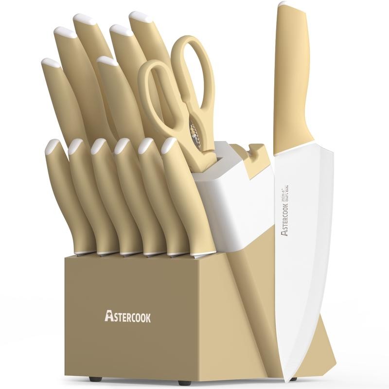 Astercook 15pcs high carbon stainless steel kitchen knife steak knife