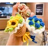 HUANGLWLIUF 2PCS Creative Roses/Sunflower Crochet Keychain Charms Crochet Flower Pendant