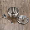 SANBREVE 2pcs Azucarero De Acero Inoxidable Con Tapa Cuchara Y