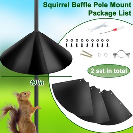 Squirrel Proof Baffle for Protecting Outside Pole Bird Feeders and Bird Houses, Pole Mount Squirrel Guard Stopper for Shepherd Hooks - (Black, 19 Inch,2 Packs)
