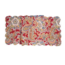 C&F Home Rhapsody Paisley Table Runner Red Gold and Blue Paisley Cotton 14" x 51" Machine Washable Table Linen 14" x 51" Red