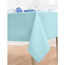 Solino Home Aqua Blue Linen Tablecloth 60 x 120 Inch - 100% Pure Linen Table Cloth for Rectangle Tables - Fete, Machine Washable Tablecloth for Spring, Summer