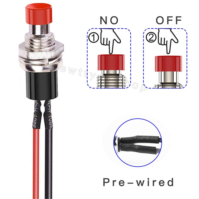 7 mm Mini Round Momentary 2 Pins Pre-Soldered Push Button