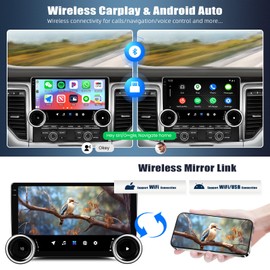 [4+64GB] Android 13 Double Din Car Stereo with Wireless Carplay&Android Auto,10.1 Inch Car Radio Support Mirror Link WiFi GPS Navigation Bluetooth FM/RDS EQ/HiFi/DSP/SWC/Type-C+AHD Backup Camera