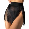 EVELUST Womens Fringe Trim Mini Skirts - Cowgirl Western Festival Outfits Rave Bottoms Beach Tassel High Waisted Cover Up(Black,S,1117e)