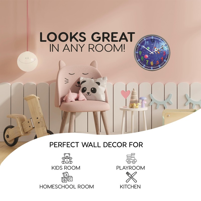 Kiddus Children's Wall Clock Analogue Time Teacher with Time Learning