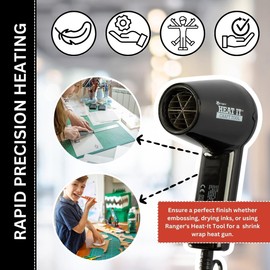 Heat Gun for Crafting and Silicone Craft Mat - Craft Tools Bundle - Mini Heat Gun for Crafting, Embossing, Resin Bubble Removal, Heat Resistant Silicone Mat for Resin, Nail Art, Paint