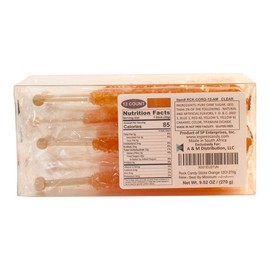 Extra Large Rock Candy Sticks: 12 Orange Rock Candy Sticks - Individually Wrapped for Party Favors, Candy Buffet, Showers, Receptions, Old Fashioned Espeez Bulk Candy on a Stick