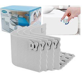 AOBOD Bed Sheet Holders Keep Sheets Firm & Tight, Fitted Sheet Corners Holders with Lock, Bed Sheet Clips/Straps for Lateral Sleepers and Restless Partners, Fits All Sheet Sizes (Grey)