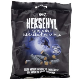 Licorice in Bag - Pingvin Tom Heksehyl Zout (Zoute Salmiak Staafjes/Salty Sticks Filled with Salmiak),10.6 oz - PACK OF 3