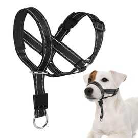 Candofly No-Pulling Dog Headcollar - Adjustable Soft Padded Dog Head Halter - Head Collar with Safety Reflective Straps - Effective Dog Training Tools for Easier Walk (Black, Small)