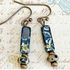 Bronze and Black Marbled Bead Earrings. Jewelry Earrings for Women