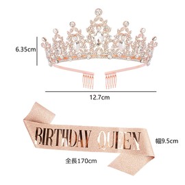 siawadeky Birthday Crown, 2-Piece Set, Sparkling Girls, Birthday Decoration, Rhinestones, Crown, Tiara, Princess Type, Hair Hoop, Birthday Headband, Commemorative Photo, Coming of Age Ceremony, Party