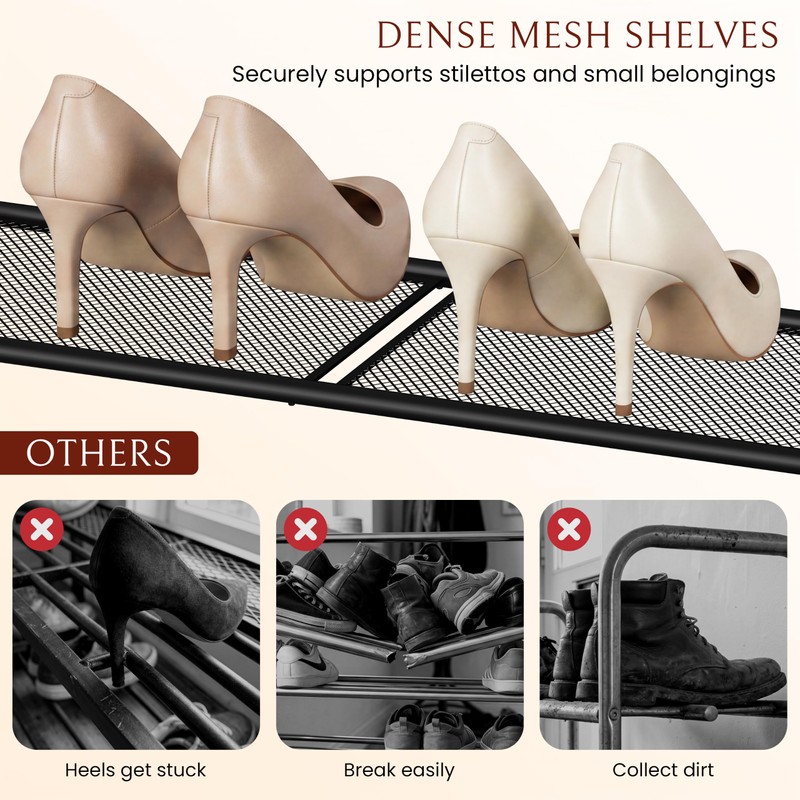 Wooden 4-Tier Shoe Rack, Free Standing Shoe Storage Organizer with
