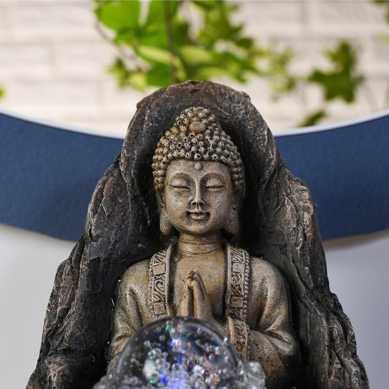 Fontaine Frieden - Entspannender Zen Buddha Innenbrunnen mit LED -Licht