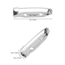 50 Pcs Silver Bar Pins, Safety Pins - Secure Back Clasp - Reliable Brooch Pins for Various Uses Locking Pins Backs Safety Clasp Brooch (30MM, Silver)