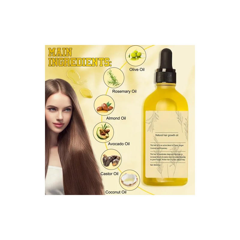 60ml*2 Aceite Vegano Natural Para El Crecimiento Del Cabello