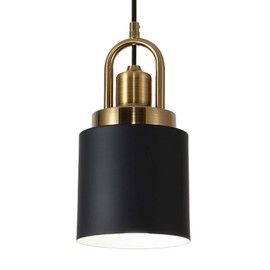 YHANFENGCY Modern Cylinder Pendant Light Vintage Pendant Lighting Fixture with Wood Farmhouse Black Hanging Lamp for Kitchen Island, Kitchen Sink，Dinning Room, Bedroom, Hallway