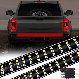 AHMURZOE 48" Tailgate Light Bar Triple Row LED Tailgate Light Strip with Brake Running Turn Signal Reverse Lights