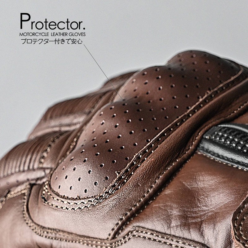 RIDEZ (ライズ) Motorcycle Genuine Leather Protector Gloves, Smartphone Compatible, Men's,