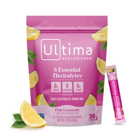 Ultima Replenisher- Mezcla diaria de bebida con electrolitos limonada rosa, 20 sobres paquetes de hidratación con 6 electrolitos y                    