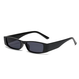 JBINNG Men Women Retro Small Frame Sunglasses Trendy Rectangular Sunglasses (Black)