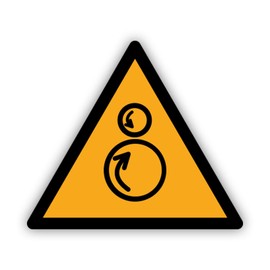 RDW Counter-Rotating Rollers Sticker Decal - Self Adhesive Vinyl - Weatherproof - Made in USA - iso 7010 iso 3864 Hazard Safety Signs - W025-2" x 1.75"