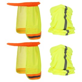 PATIKIL Hard Hat Sun Shade, 4 Pack Sun Neck Protection Full Brim Sun Visor and Neck Gaiter Scarf Visibility Hard Hat Accessories, Fluorescent Yellow