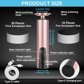 ACWOO Hornhautentferner Elektrisch Stark,Elektrische Hornhautentferner, Extreme Hornhaut Entfernen Fuß Wiederaufladbar für Tote/Harten/Rissige Haut, Füße Foot Callus Remover mit Viel Zubehör(Roségold)