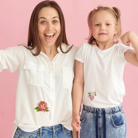 BIKHYY 16 Pieces Mini Flower Patches Decorative Embroidered Fabric Sew on Iron on Applique for Hats, Dress, Jackets, Bags, DIY Crafts