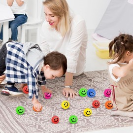 60 Pack Smile Face Stress Balls Bulk 2.5 Inch Funny Face Stress Relief Balls Colorful Mini Squeeze Balls Foam Smile Face Toys for Finger Exercise, School Prizes, Party Bag Fillers
