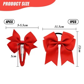 Pack of 4 Red Butterfly Hair Clips and 1 Piece Red Butterfly Hair Ties, Children's Headwear, Elastic Hair Ties, Cute Hair Accessories for Girls, Hair Accessories