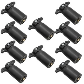 ZUDKSUY 10Pcs 7 Pin Trailer Plug, RV-Style 7 Way Flat Blade Connector, Replace for Tail Lights Turn Signals Electric Trailer Brakes