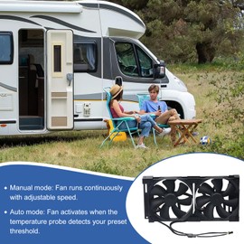 Rv Fridge Ventilation Cooling Fan 5.5"(140mm), 12V RV Fridge Vent Cooling Fan with Remote Control, Refrigerator Fan for RV Side Vents with Adjustable Speed, Auto/Manual Modes, Waterproof