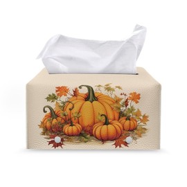 Tutolipy - Funda de tela para otoño, diseño de calabaza, diseño de Tisuuue, impermeable, de piel sintética, soporte para servilletas, rectangular, organizador facial