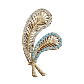 tanxuan Crystal Feather Brooch Pin for Women Men Rhinestones Lapel Pin Brooches Fashion Gold Plated Feather Corsage Pin Feather Metal Brooch Clothing Accessory Jewelry Wedding Bridal Party