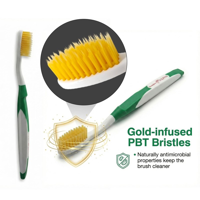 DUJINDENT Dolphin Gold Extra Soft Toothbrush Manual Long Flossing Bristle,