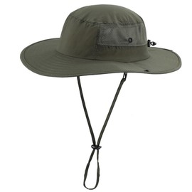 Connectyle UPF 50+ Safari Hat, Men's Sun Hat, Foldable, Wide Brim, UV Protection, Fishing Hat, armygre