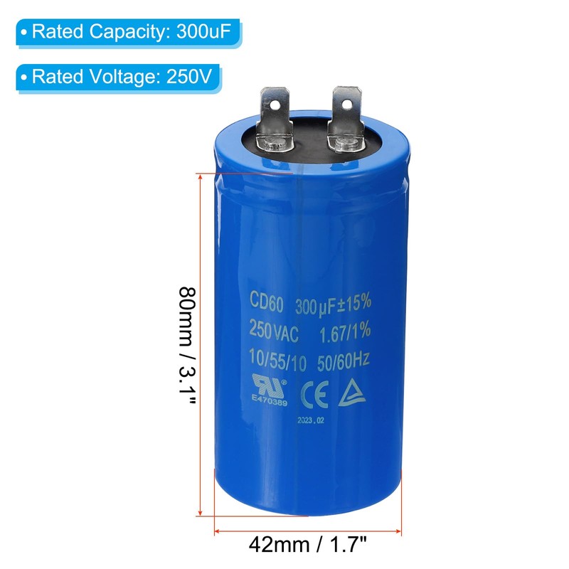 PATIKIL CD60 Run Capacitor, 300uF/MFD 250VAC 15% Tolerance 50/60Hz Motor