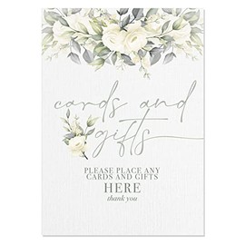 Cards and Gifts Table Sign for Wedding, Baby Shower, Birthday Party in Green Botanicals - A4