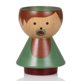 Lucie Kaas - Egg cup - Bordfolk boy baby boy - beech wood - multi-coloured - height 6 cm