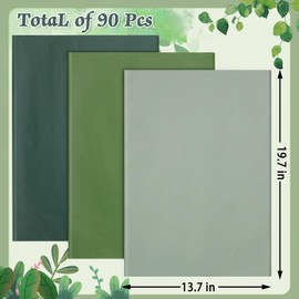 90 Sheets Bluish Green Gift Tissue Paper, 14'' x 20'' Gradient Forest Green Color Assorted Gift Wrapping Tissue for Christmas Decor Shades of Green Event Presents Packaging