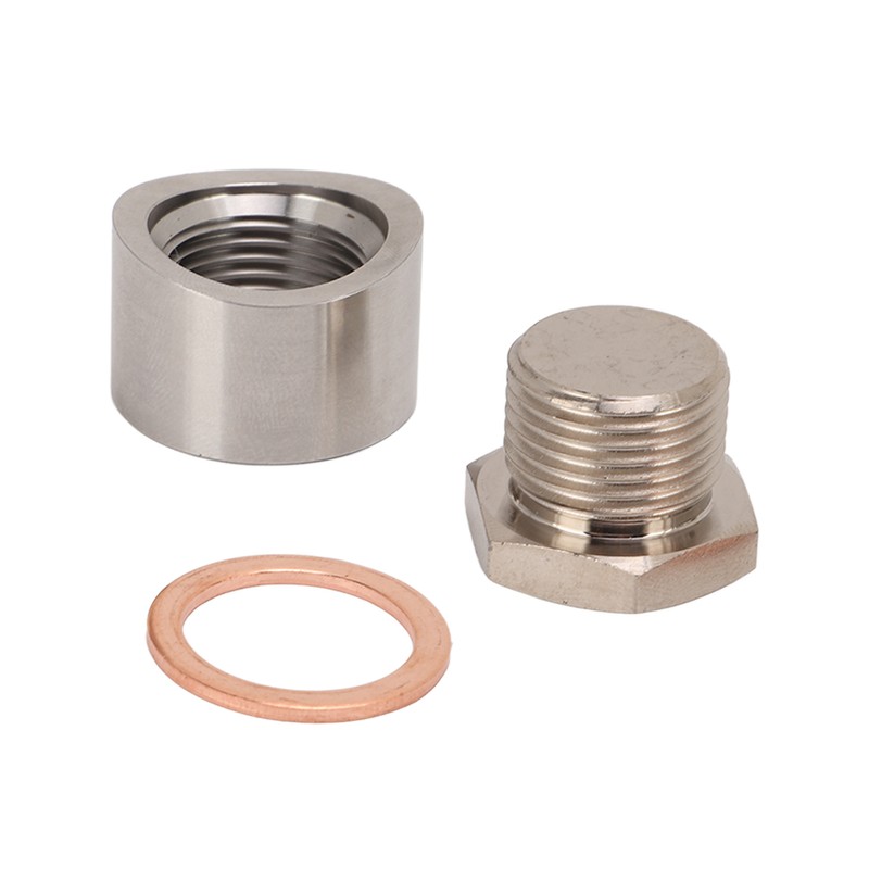 Oxygen Sensor Adapter Metal Mounting Bung Plug Gasket Fittings Auto
