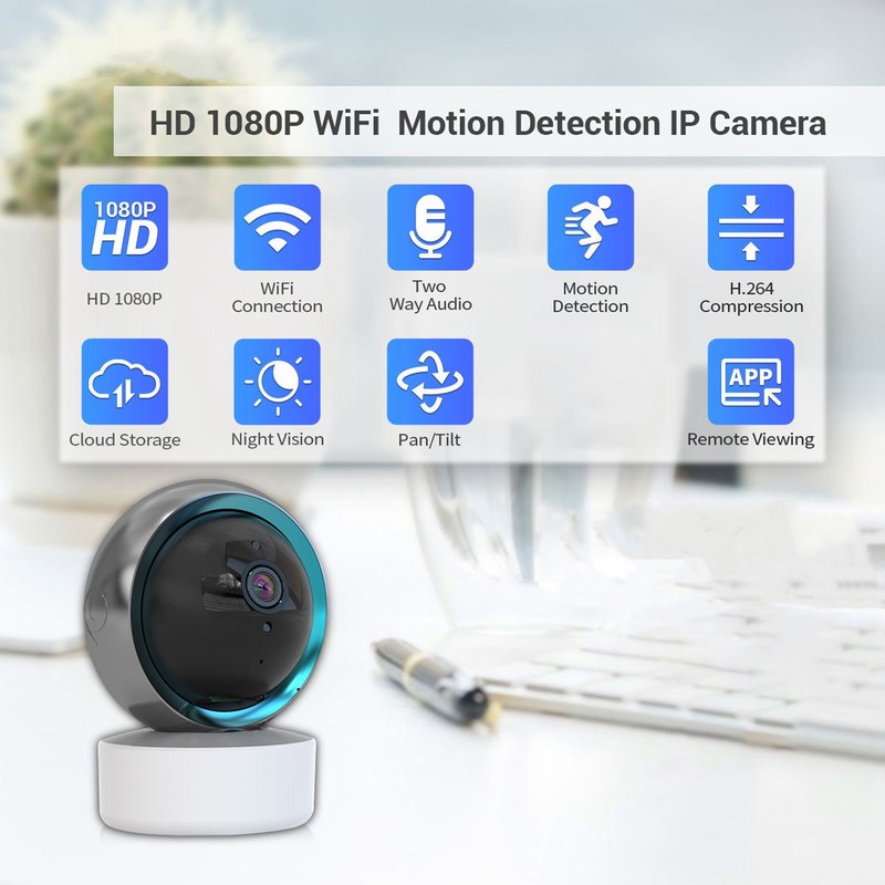 WiFi Smart Camera Wireless Indoor 360 Degree 1080P Night Viewing