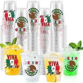 Mexican Independence Day Plastic Cups 50 Pack Disposable Viva Mexico Cups