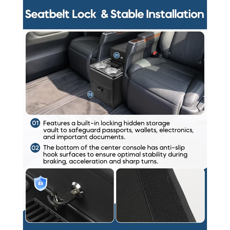 CEMOFE Center Console Between Seat with Lock, Cup & Phone