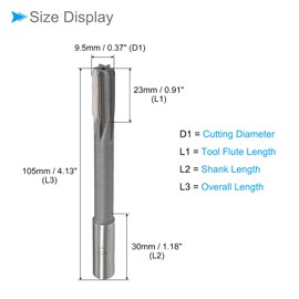CoCud Chucking Reamer, 9.5mm Cutting Diameter 6 Flutes H8, High Speed Steel Round Shank Reaming Drill Bit - (Applications: for Aluminum Iron Copper Plastic Wood)