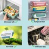 1.3L 4 Compartment Insulated Portable Plastic Bento Lunch Box, Microwaveable,
