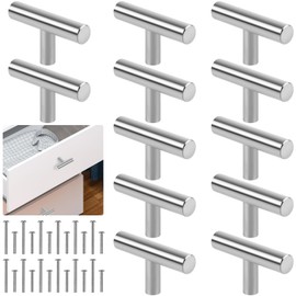 Romeda 12 Pack Silver Cabinet Knobs, 2in Single Hole Cabinet Hardware with Screws 1in & 1.5in, Drawer Pulls (Silver) for Kitchen Bedroom Bathroom Furniture