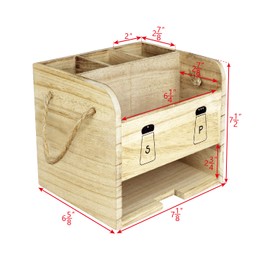 Ikee Design Wooden Utensil Caddy Flatware Holder with Handles - Hold for Spoons, Knives, Forks, Salt Pepper Shakers, Napkins for Dining Room, Restaurant and Kitchen, 7.13”W x 6.63”D x 7.5”H